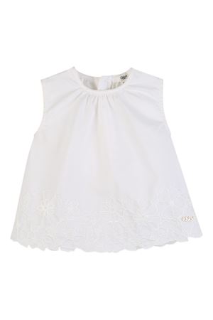 top in cotone bianco CHLOÉ KIDS | C20894117